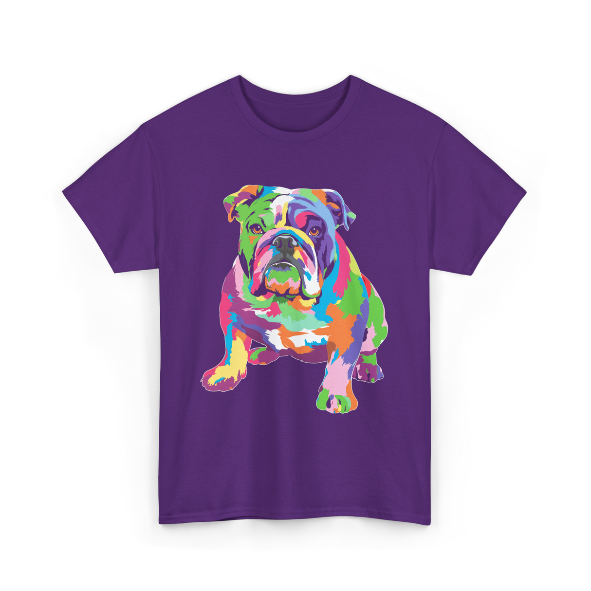 Colorful Bulldog Art Bulldog T-Shirt - Purple