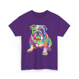 Colorful Bulldog Art Bulldog T-Shirt - Purple