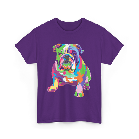 Colorful Bulldog Art Bulldog T-Shirt - Purple