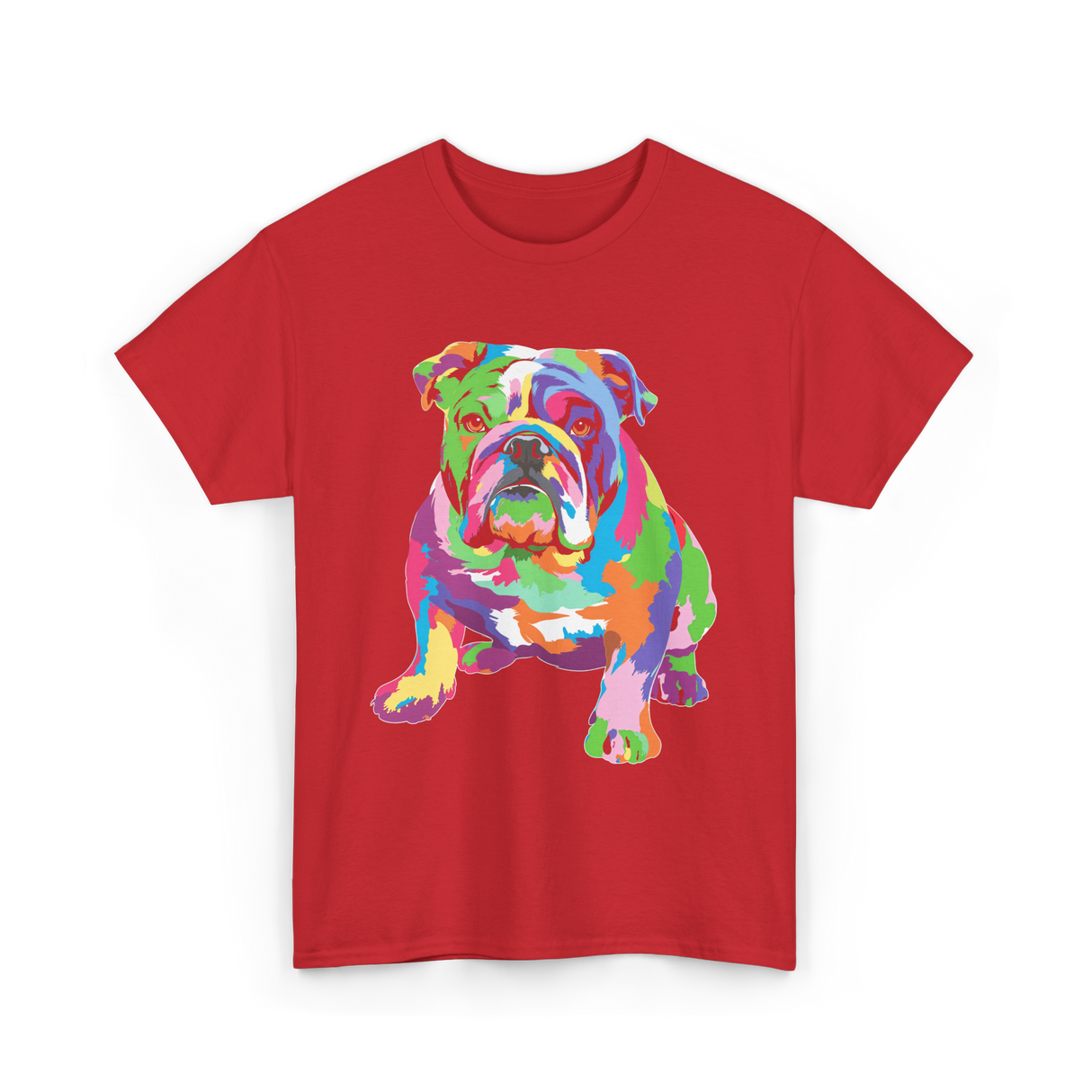 Colorful Bulldog Art Bulldog T-Shirt - Red