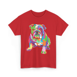 Colorful Bulldog Art Bulldog T-Shirt - Red