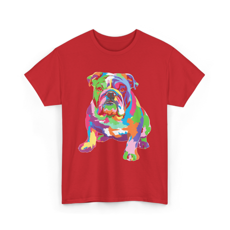 Colorful Bulldog Art Bulldog T-Shirt - Red