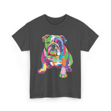 Colorful Bulldog Art Bulldog T-Shirt - Dark Heather