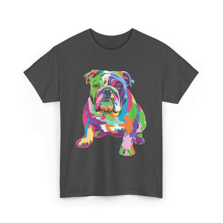 Colorful Bulldog Art Bulldog T-Shirt - Dark Heather