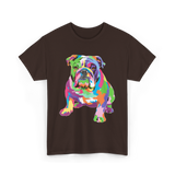 Colorful Bulldog Art Bulldog T-Shirt - Dark Chocolate