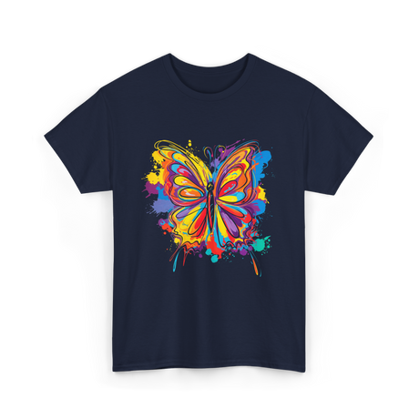 Colorful Butterfly Art Butterfly T-Shirt - Navy