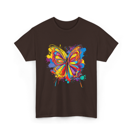 Colorful Butterfly Art Butterfly T-Shirt - Dark Chocolate