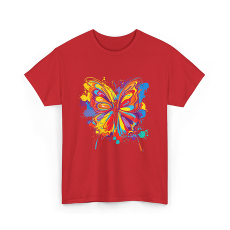 Colorful Butterfly Art Butterfly T-Shirt - Red