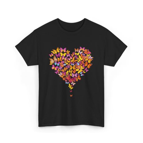 Colorful Butterfly Heart Butterflies T-Shirt - Black