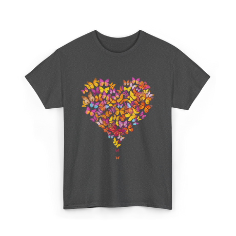 Colorful Butterfly Heart Butterflies T-Shirt - Dark Heather