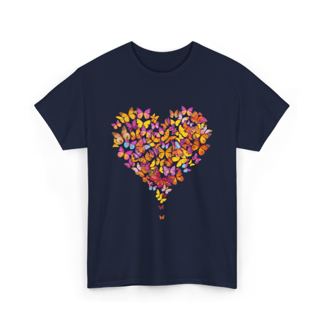 Colorful Butterfly Heart Butterflies T-Shirt - Navy