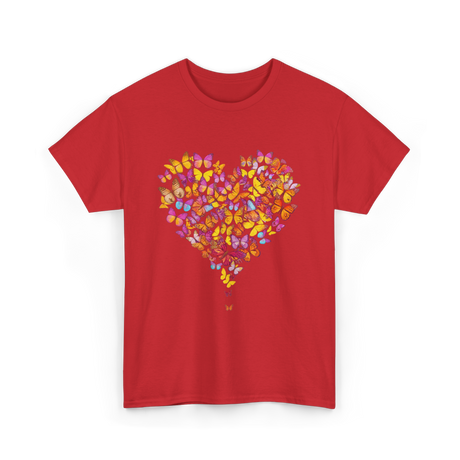 Colorful Butterfly Heart Butterflies T-Shirt - Red