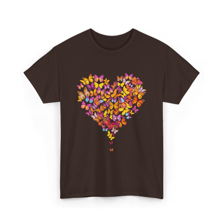 Colorful Butterfly Heart Butterflies T-Shirt - Dark Chocolate