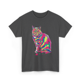 Colorful Cat Art Cat Lover T-Shirt - Dark Heather