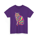 Colorful Cat Art Cat Lover T-Shirt - Purple