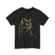 Colorful Cat Art Cat Lovers T-Shirt - Black