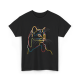 Colorful Cat Art Cat Lovers T-Shirt - Black