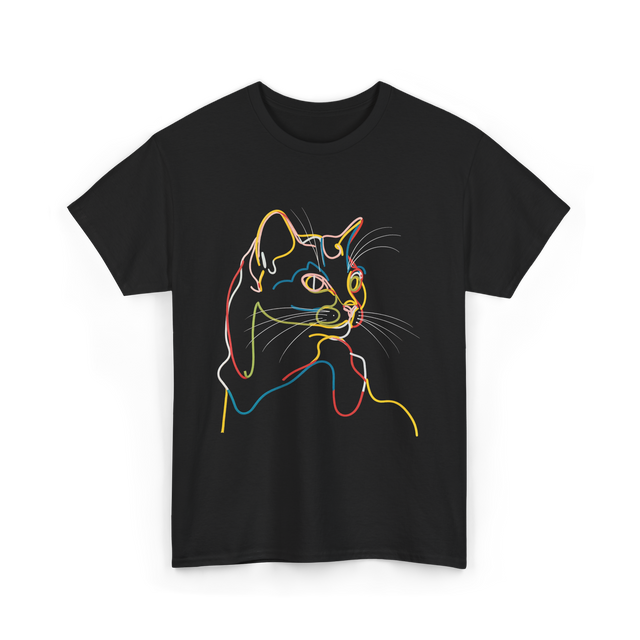 Colorful Cat Art Cat Lovers T-Shirt - Black