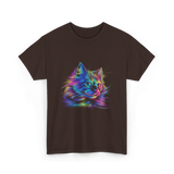 Colorful Cat Art Cat Lovers T-Shirt - Dark Chocolate