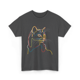 Colorful Cat Art Cat Lovers T-Shirt - Dark Heather