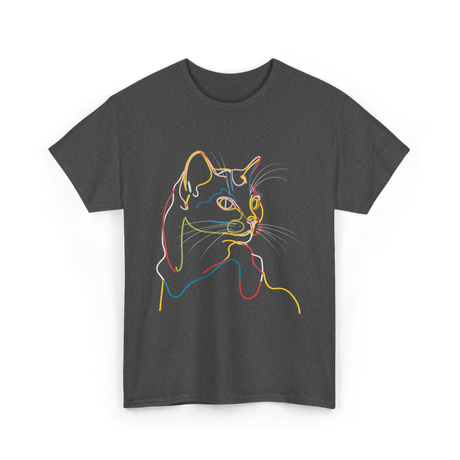 Colorful Cat Art Cat Lovers T-Shirt - Dark Heather