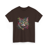 Colorful Cat Art Cat Lovers T-Shirt - Dark Chocolate