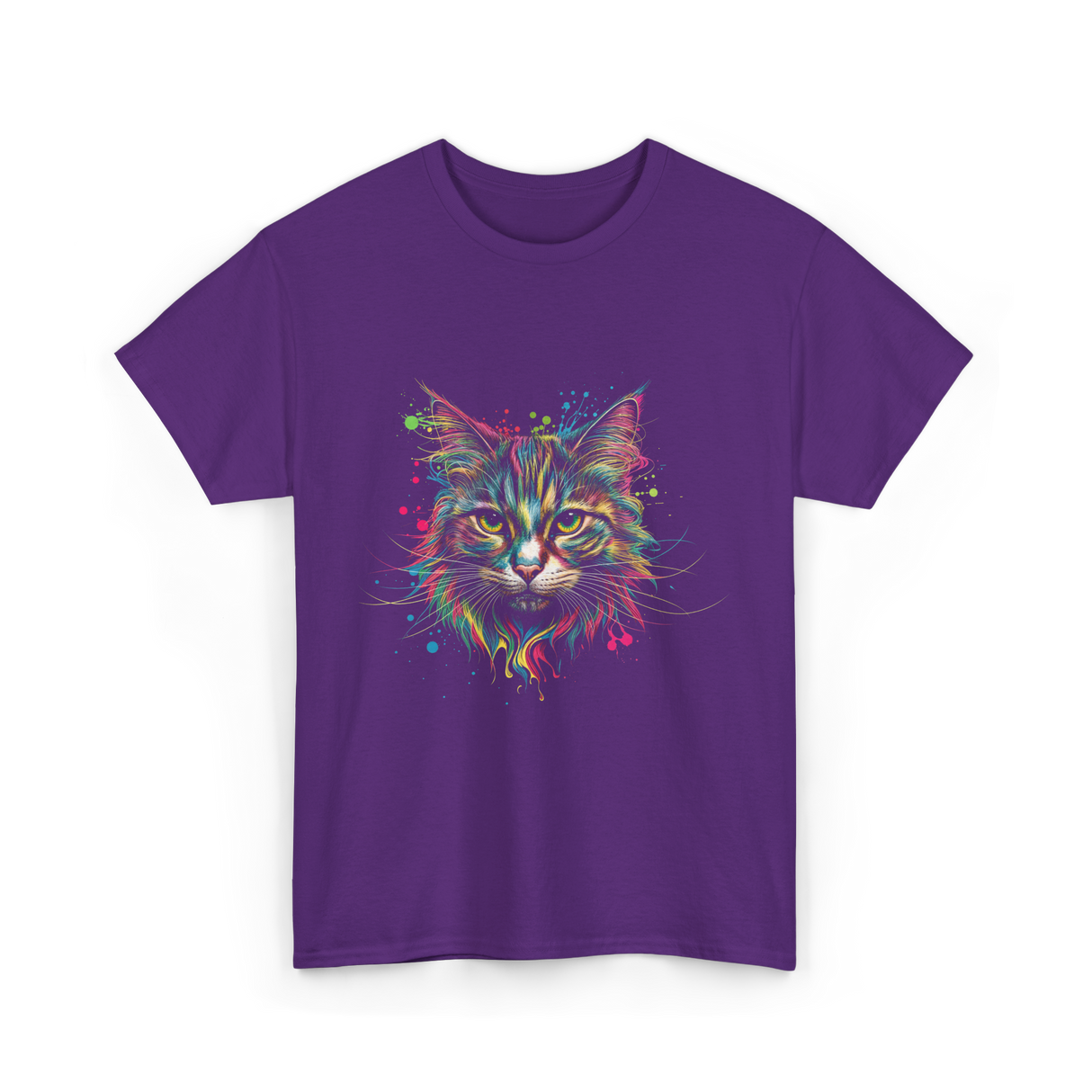 Colorful Cat Art Cat Lovers T-Shirt - Purple