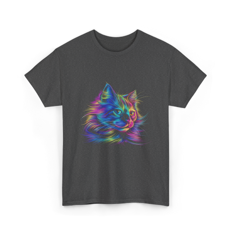 Colorful Cat Art Cat Lovers T-Shirt - Dark Heather