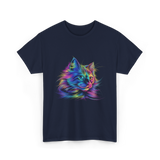 Colorful Cat Art Cat Lovers T-Shirt - Navy