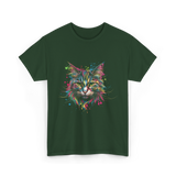 Colorful Cat Art Cat Lovers T-Shirt - Forest Green