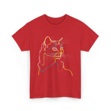 Colorful Cat Art Cat Lovers T-Shirt - Red