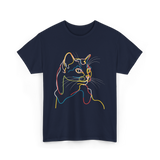 Colorful Cat Art Cat Lovers T-Shirt - Navy