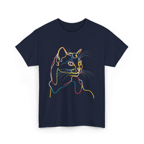 Colorful Cat Art Cat Lovers T-Shirt - Navy