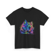 Colorful Cat Art Cat Lovers T-Shirt - Black