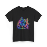 Colorful Cat Art Cat Lovers T-Shirt - Black