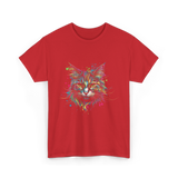 Colorful Cat Art Cat Lovers T-Shirt - Red