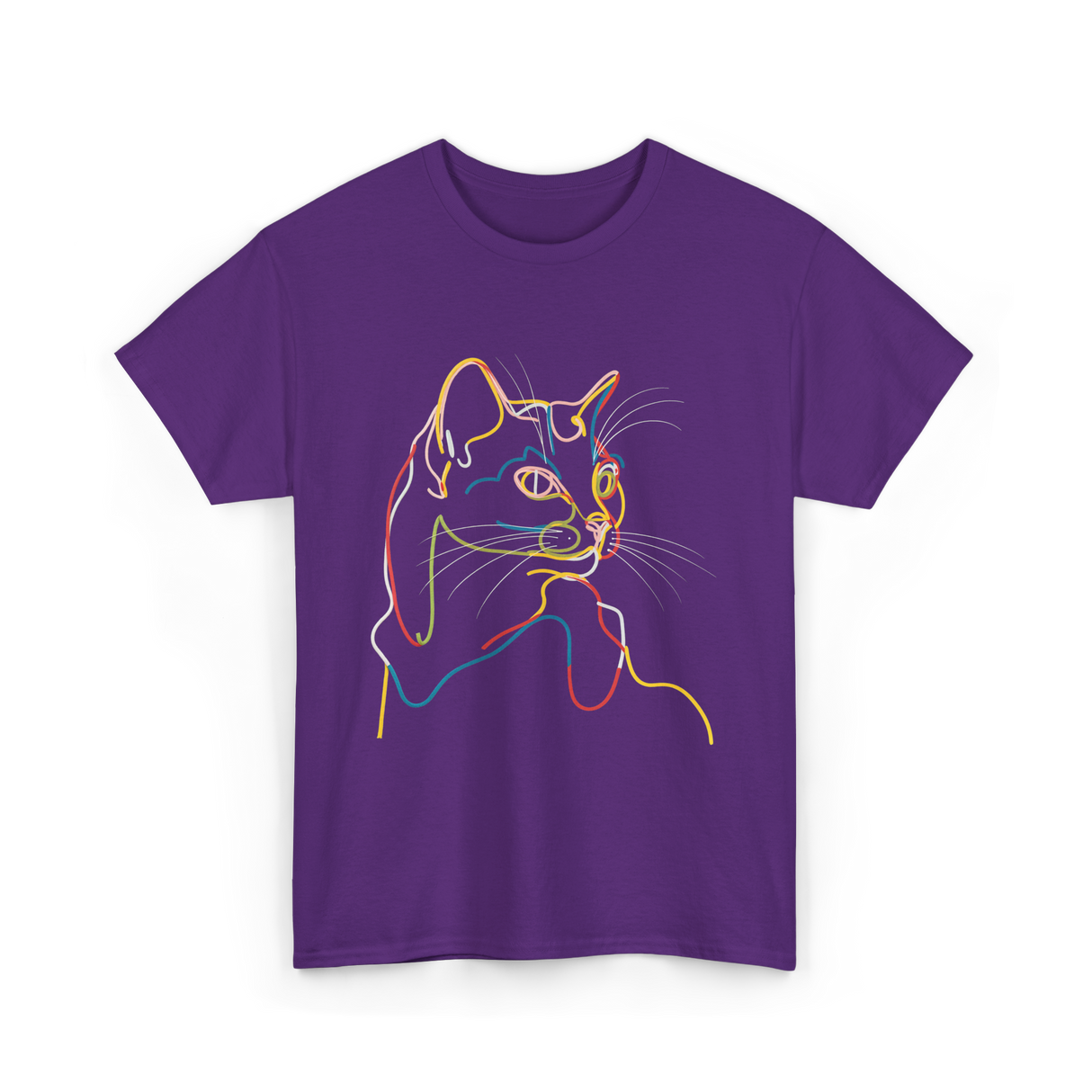 Colorful Cat Art Cat Lovers T-Shirt - Purple