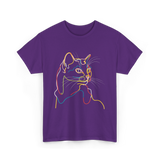 Colorful Cat Art Cat Lovers T-Shirt - Purple