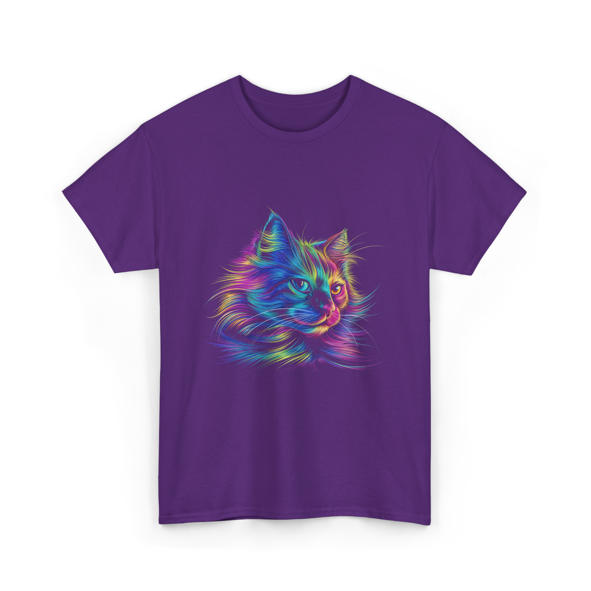 Colorful Cat Art Cat Lovers T-Shirt - Purple