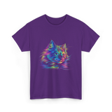 Colorful Cat Art Cat Lovers T-Shirt - Purple