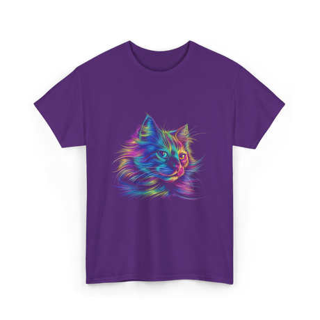 Colorful Cat Art Cat Lovers T-Shirt - Purple