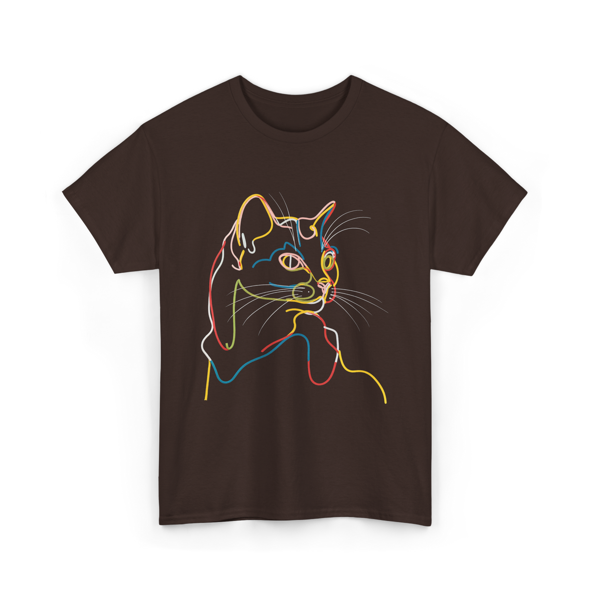 Colorful Cat Art Cat Lovers T-Shirt - Dark Chocolate