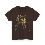 Colorful Cat Art Cat Lovers T-Shirt - Dark Chocolate