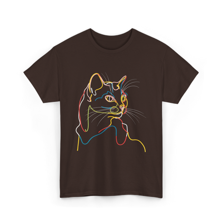 Colorful Cat Art Cat Lovers T-Shirt - Dark Chocolate