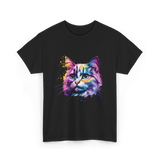 Colorful Cat Art Cat T-Shirt - Black