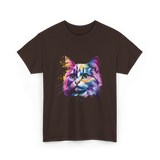 Colorful Cat Art Cat T-Shirt - Dark Chocolate