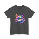 Colorful Cat Art Cat T-Shirt - Dark Heather