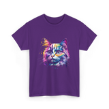 Colorful Cat Art Cat T-Shirt - Purple