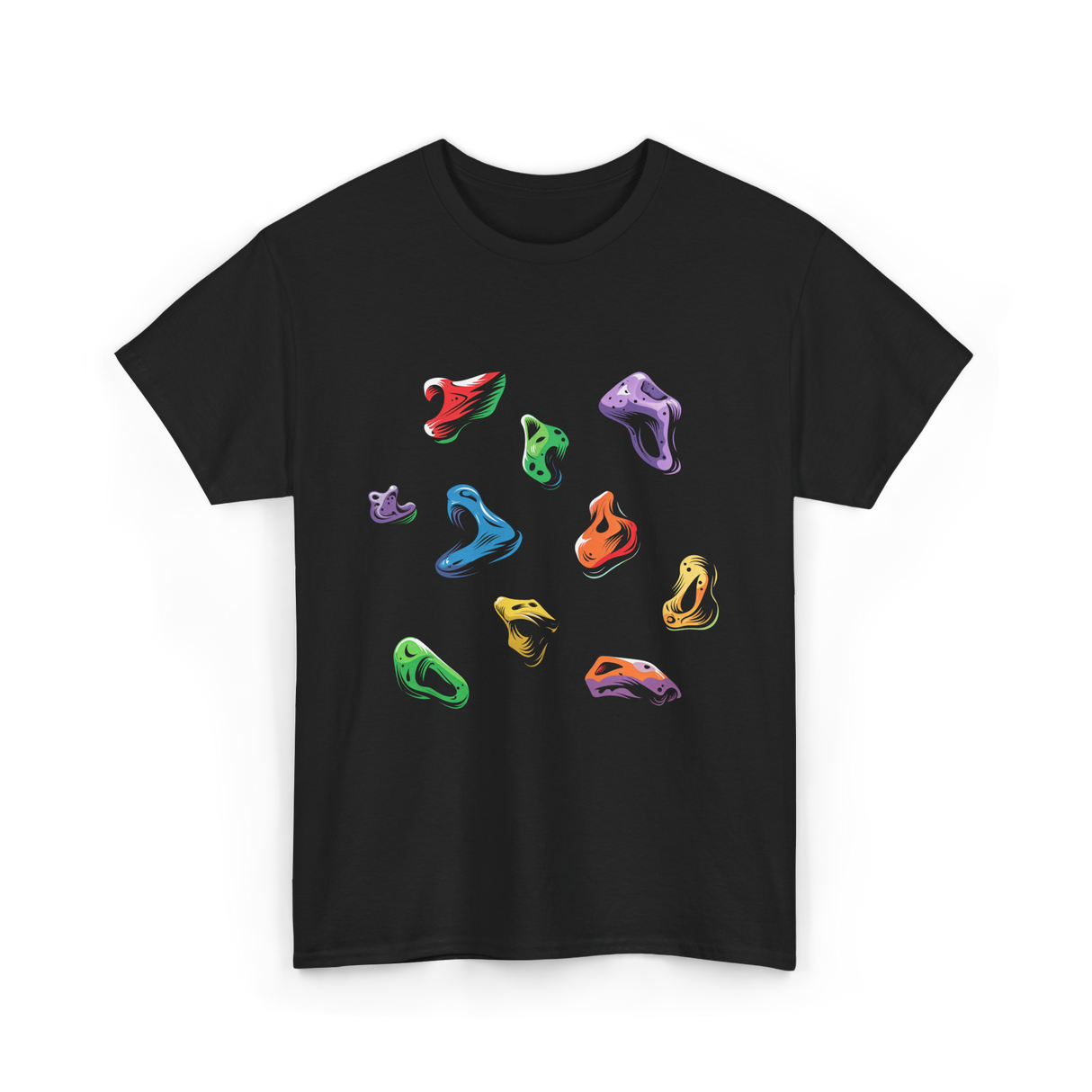 Colorful Climbing Holds Rock Climbing T-Shirt - Black