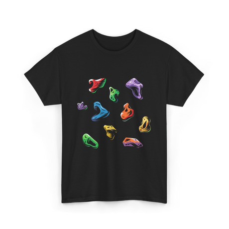 Colorful Climbing Holds Rock Climbing T-Shirt - Black